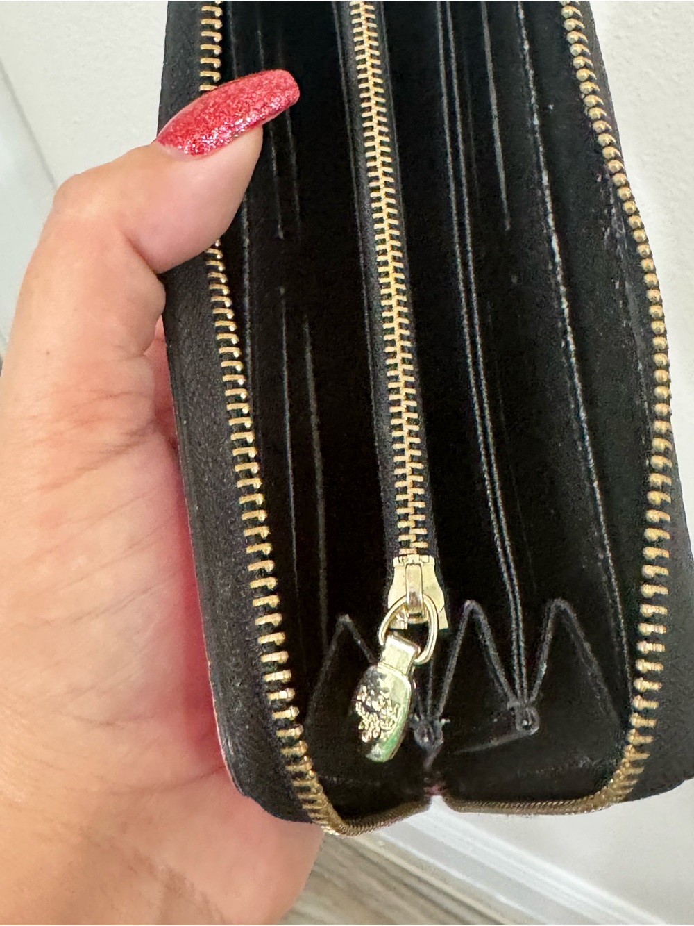 MCM Pink Logo Zip-Around Wallet Wristlet with Chain Strap - Picture 9 of 12